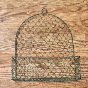 Rustic Farmhouse Green Chicken Wire Wall Basket